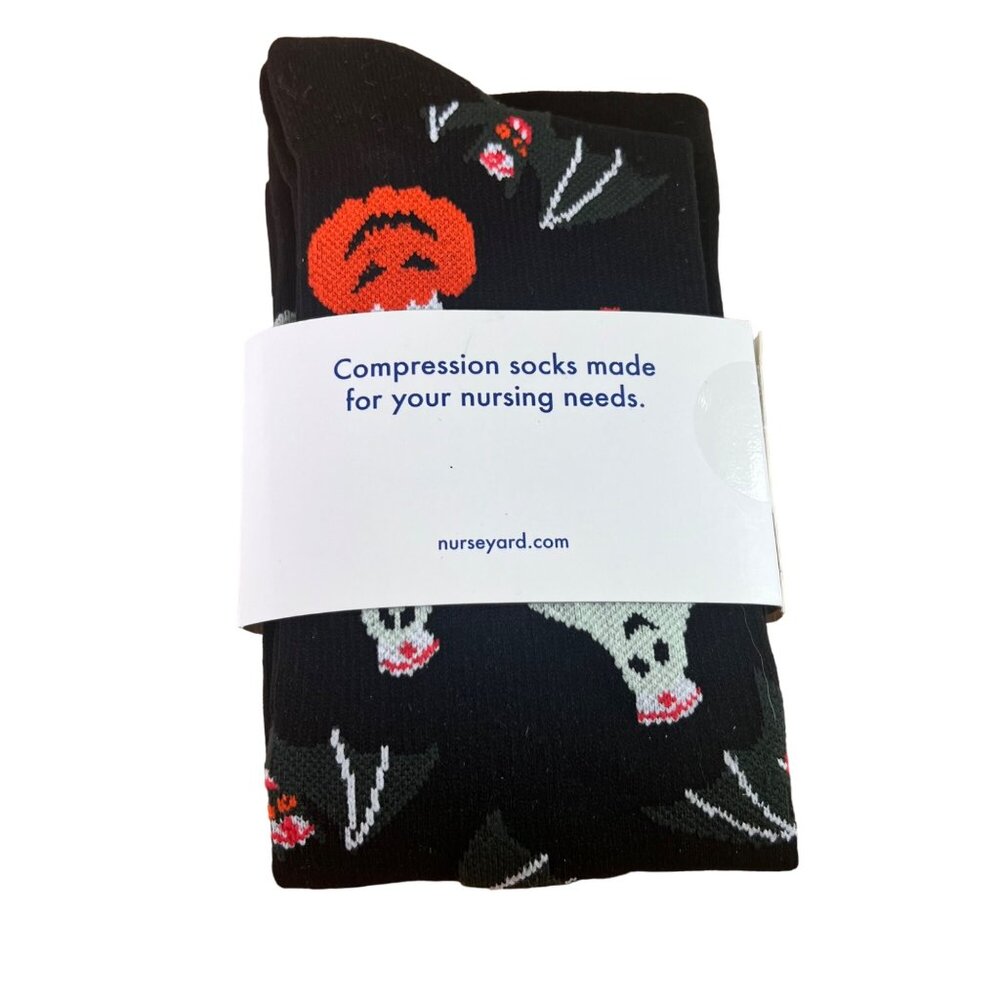 Compression Socks Stockings Womens Mens Unisex Holiday Print Pumpkin 20-30mm - Picture 2 of 2